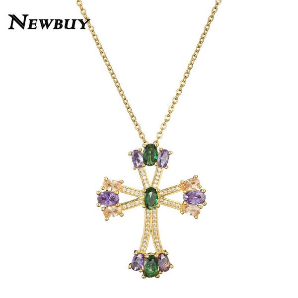 

pendant necklaces buy classic design crystal cross necklace colourful cubic zirconia christian jewelry, Silver
