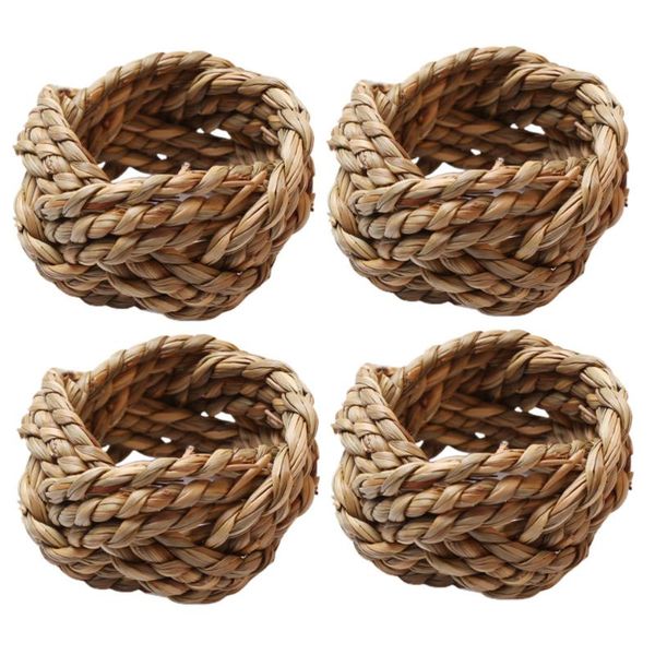 

napkin rings 4pcs straw ring dining table decoration woven holder