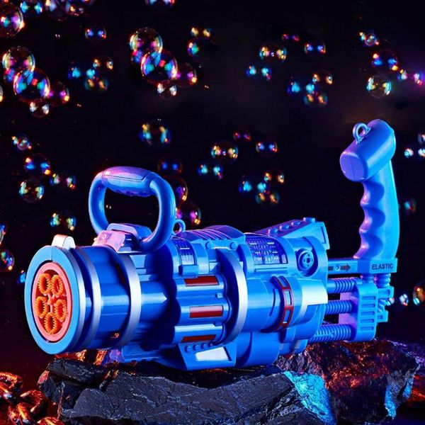 

kids summer gatling electric sound & light automatic bubble blowing machine gun outdoor party supplies 2021 children's day gift favor