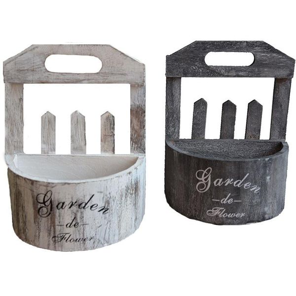 

planters & pots handmade wall-mounted flower baskets wooden idyllic retro style room office cafe hanging garden supplies