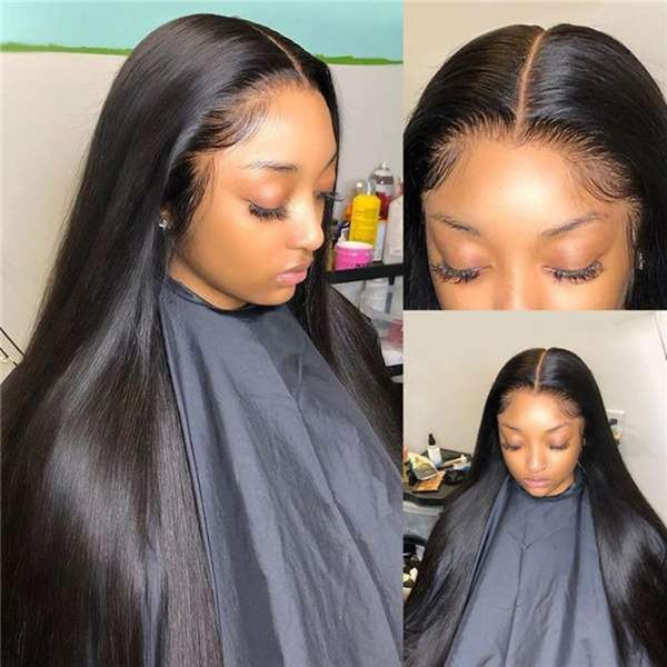 

lace wigs pre plucked 13x4x1 t part front wig brazilian 30 inch bone straight frontal human hair for women, Black;brown