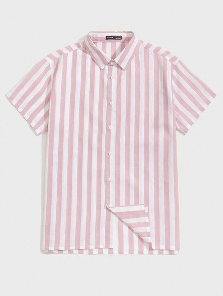 

men two tone striped pattern shirt 55zb#, White;black