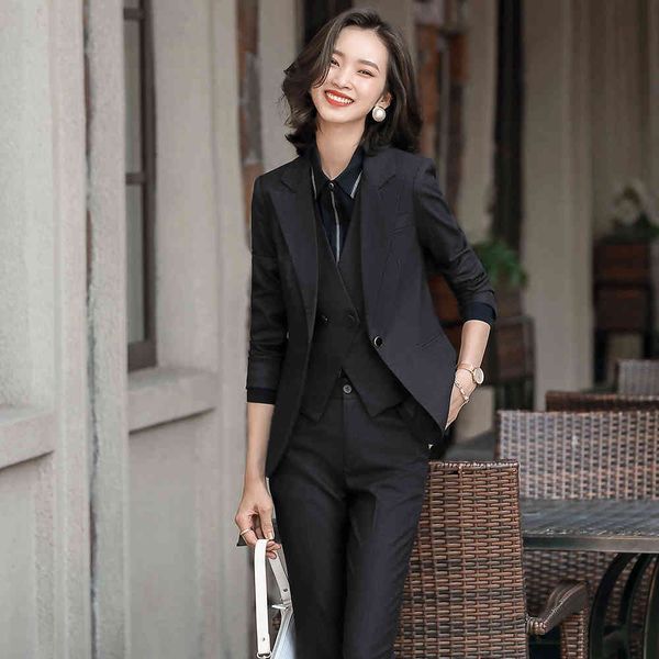 

pant purple black blue blazer vest and pants of formal pant high-quality suit lady from the office business job wear 3 piece joint, White