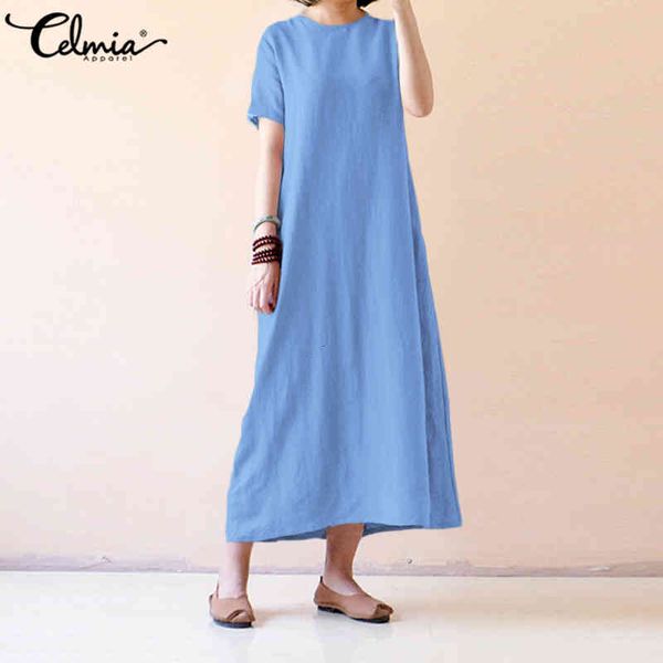 

plus size 5xl celmia women summer maxi long casual short sleeve loose vintage linen es beach vestidos femme, White;black