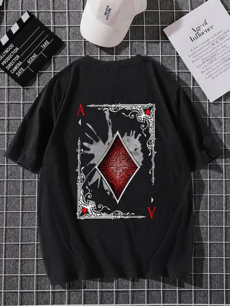 

men playing card print tee p12v#, White;black
