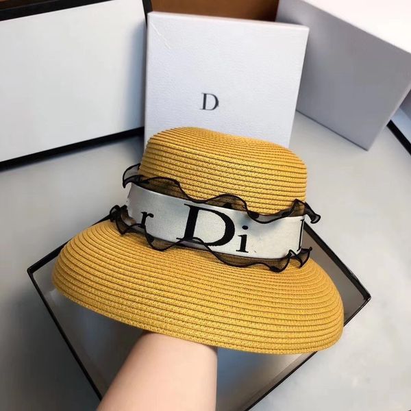 

summer straw hat women's fashion gauze straw woven small lamp cap fashion usa hepburn wind anti sun hat tide, Black;white