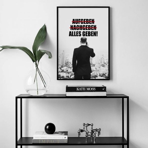 

paintings black and white canvas decorative painting gentleman alles geben quotes modern poster print mural home decoration wall art