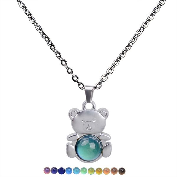

pendant production of lovely bear pendant with temperature sensitive mood and color changing necklace, White