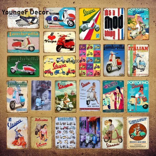 

europe car garage metal sign italian scooter lambretta vintage poster classic electrombile electrocar wall sticker yi-007