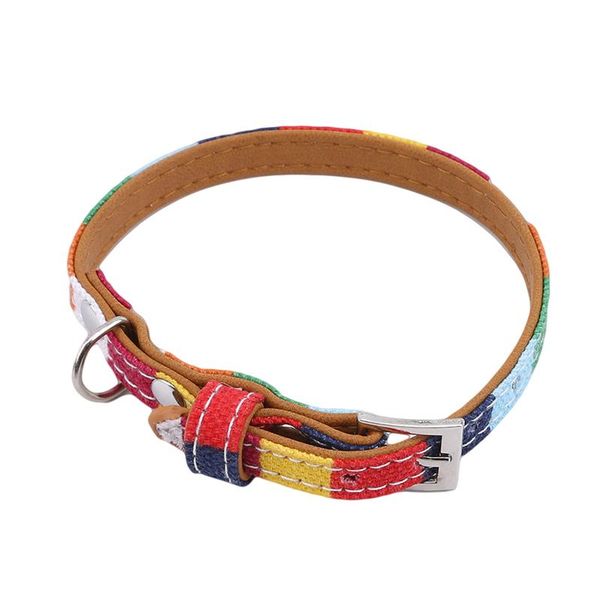 

leather dog collar pu colorful rainbow adjustable pet for small large buckle neck collars & leashes