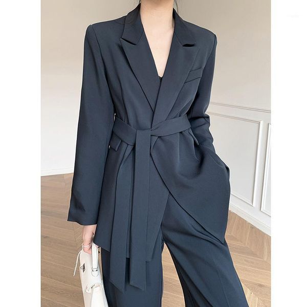 

women's suits & blazers [ewq] korea chic grey suit set female 2021 autumn leisure temperament high-end fashion professional office lady, White;black
