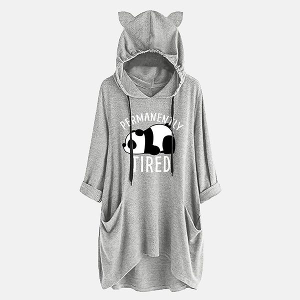 

women's hoodies & sweatshirts autumn long sleeve plus size women harajuku panda print cute clothing casual kawaii pullover, Black