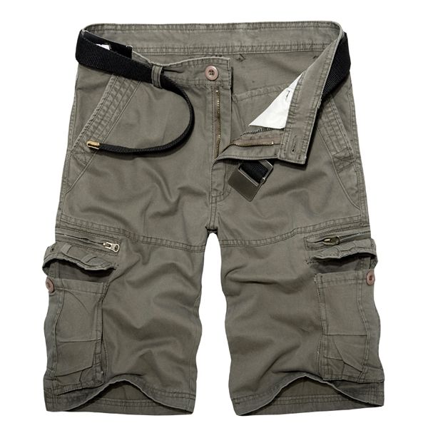 2021 Pantaloncini cargo militari da uomo Pantaloncini estivi in cotone verde militare da uomo Pantaloncini multitasche larghi Homme Pantaloni bermuda casual X0601