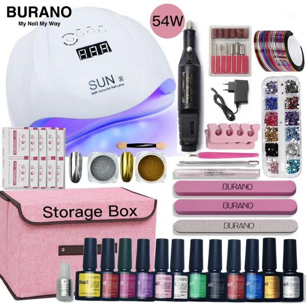 

nail set led lamp dryer with storage box & 12pcs gel polish kit manicure tools for art tools1