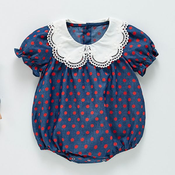 

summer baby girl short sleeve dot rompers children lace rompers kids baby girl clothes romper infant rompers 0-2yrs, White