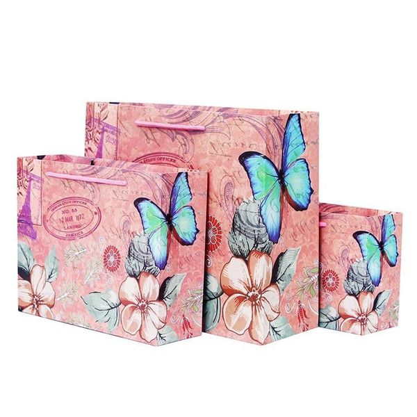 

gift wrap 5pcs creative butterfly flower bag high-end packaging paper with handle shopping cosmetic clothing