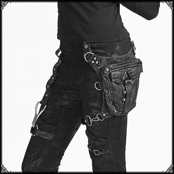 

fanny pack thigh bags banana carteras mujer leather steam punk gothic shoulder bag women waist packs messenger