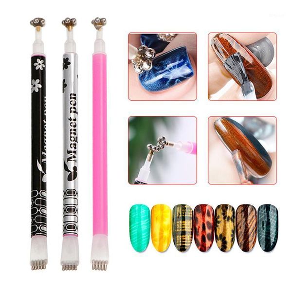 

nail art tools wax double head plum blossom cat eye magnet pen diamond painting dotting rhinestone pencil dots for manicure tool1, Silver