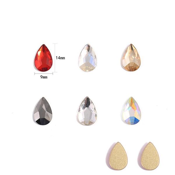 

10pcs /lot k9 glass rhinestone for nail art, flat back & gold plated, faceted, shield, sunshine, 14x9xmm(rgla-g007-9x14-001sh) art decoratio, Silver;gold
