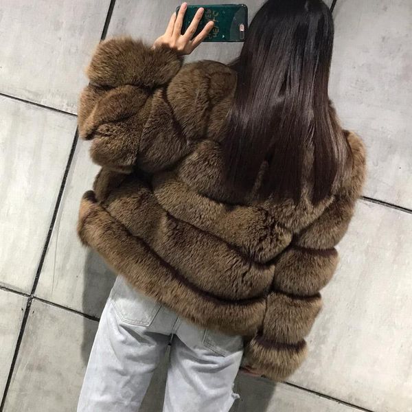 

women's fur & faux women real natural lady jacket, Black
