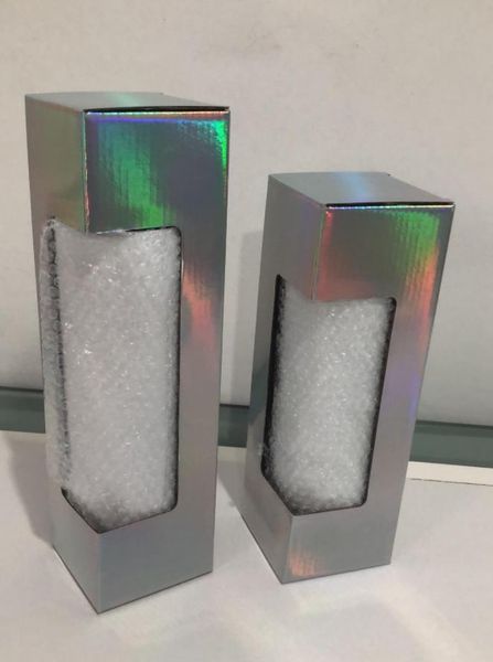 10 Stück holografische Box für 20oz 30oz gerade dünne Edelstahlbecher mit Kunststoffdeckeln für Laserboxen