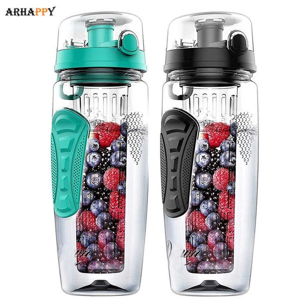 BPA Free Fruit Infuser Вода Бутылка Сока Шейкер Спорт Лимонная Вода Бутылка Фитнес Спорт Фрукты Питьевые Бутылки для Девушки 210610