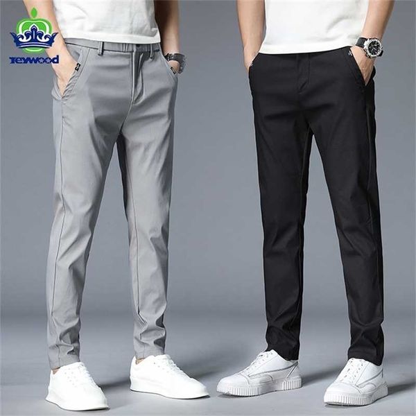 

autumn casual pants men cotton classic style fashion business slim fit straight cotton solid color brand trousers 38 211108, Black