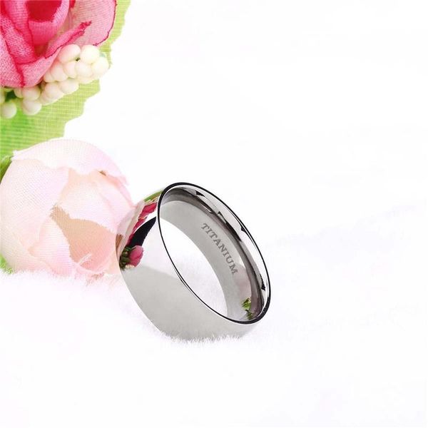 

wedding rings eamti 6/8mm classic silver color titanium for men high polished domed band promise ring engagement anillo hombre, Slivery;golden