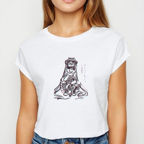 

pretty soldier sailor moon young womens t shirts oversize spring summer harajuku avant garde cool round collar, White
