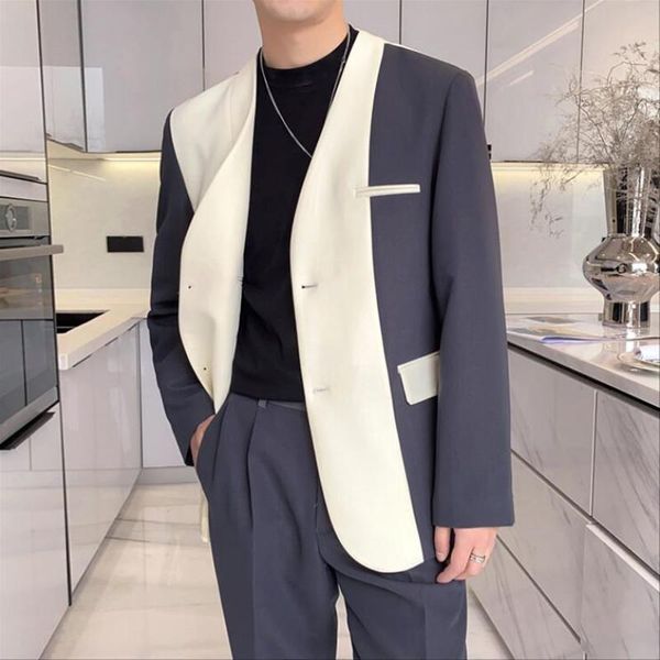 

men's suits & blazers 2021 men match colors fashion casual business suit/male slim fit leisure blazers/streetwear social coat r, White;black