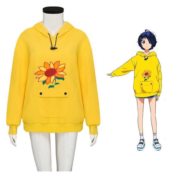 Anime Wonder Yumurta Öncelik Ohto Ai Hoodie Unisex Sarı Gevşek Tarzı Kazak AI Kazak Cosplay Kıyafetler Y0903