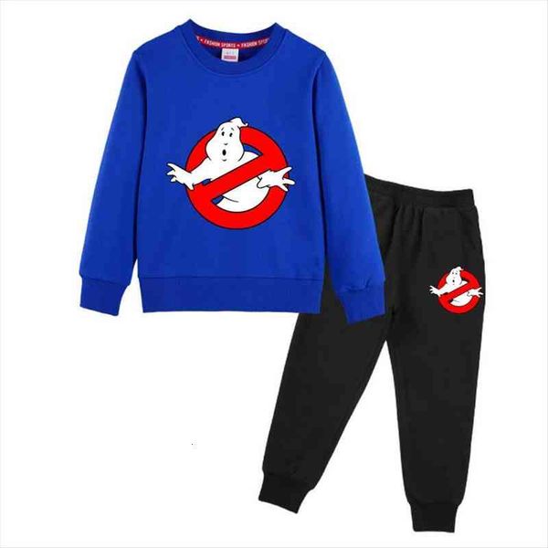 

spring autumn kids ghostbuste sweatshirts sports toddler baby boys girls long t shirt pullover hoodies sets clothing, White