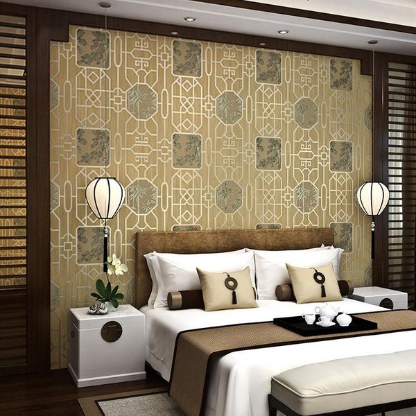 

wallpapers classical chinese tea house wallpaper pvc waterproof and moistureproof study bar engineering wall