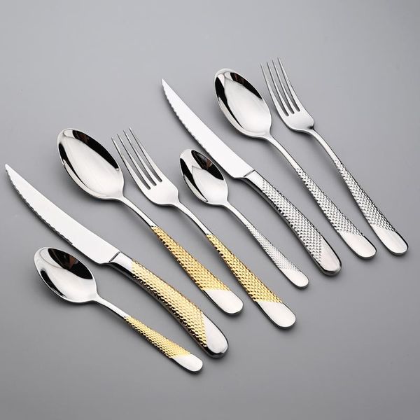 

flatware sets 4pcs gold cutlery set 304 stainless steel home fork spoon sharp knife tableware silverware dinnerware kitchen