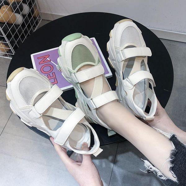 

breathable mesh wedges shoes for women casual sport platform sandals woman spring summer high heels sandalias 2021 dress, Black