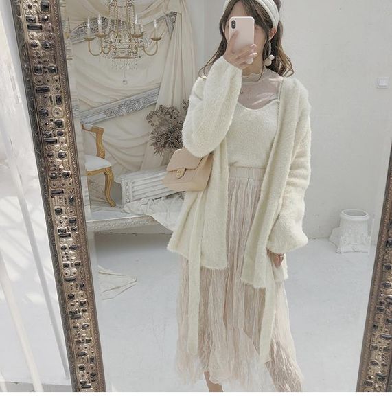 

women's t-shirt fairy mesh bottoming shirt autumn and winter thin gauze sweater with long sleeves half high collar lace top, White