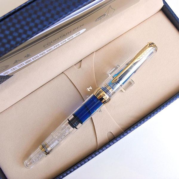 

wing sung 618 12k gold nib classic fountain pen piston transparent authentic quality fine outstanding ink writing gift set pens