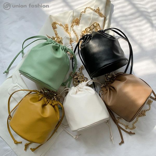

fashion summer drawstring white pu leather bucket crossbody bag handbag evening bags