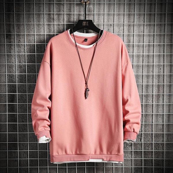 

men's hoodies & sweatshirts 2021 crewneck sweatshirt men autumn solid oversized japanese streetwear casual black hoodie