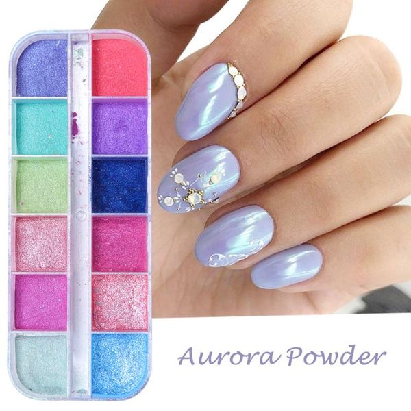 

nail glitter colorful aurora summer manicure champagne metal effect dust pigment decoration laser shiny, Silver;gold