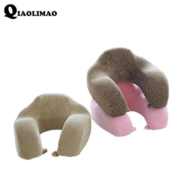 

pillow random color solid u shaped slow rebound memory foam travel neck health care
