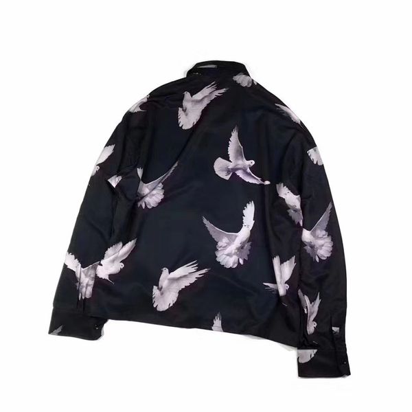 

men's and women's black dove and peace dove long-sleeved shirt loose european and american shirt, White;black