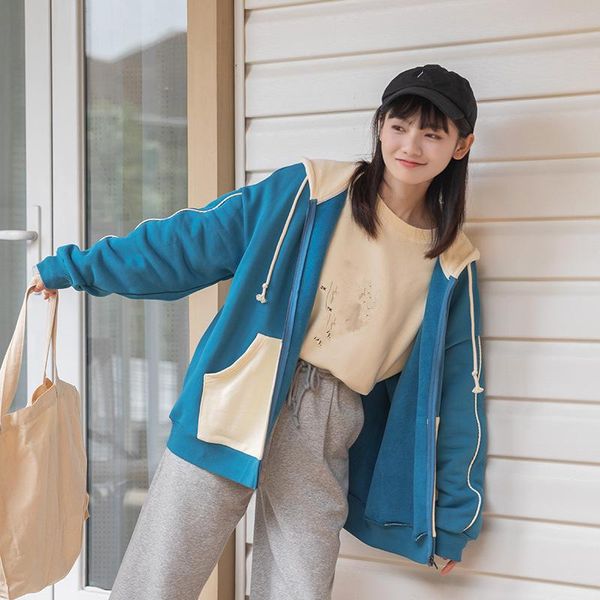 

women's jackets 2021 autumn winter fashion ladies coat leisure women overcoat pocket hooded loose female outerwear, Black;brown