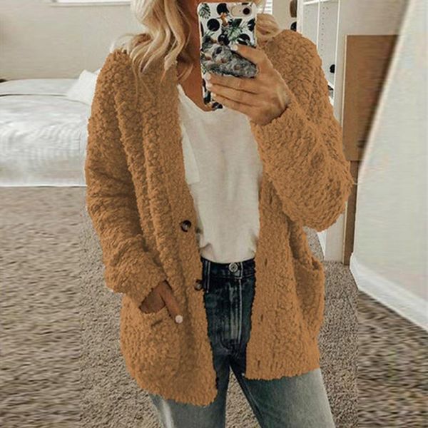

women's sweaters 40# cashmere knitted cardigan plush sweater women oversized casual buttons fleece thick pockets, White;black