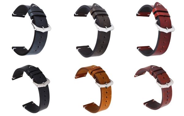 

watch bands wholesale 30pcs/lot genuine cow leather band strap 6 colors available 18mm 19mm 20mm 21mm 22mm 24mm size, Black;brown