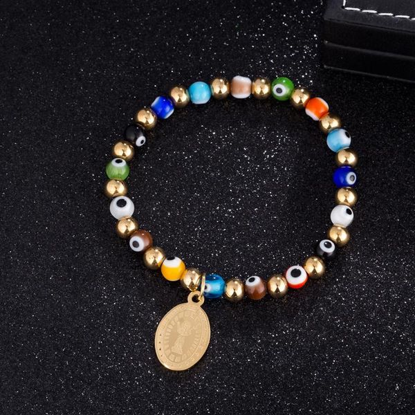 

charm bracelets d&z fashion colorful beads for women stainless steel bracelet & bangle religious jewelry catholic gifts, Golden;silver