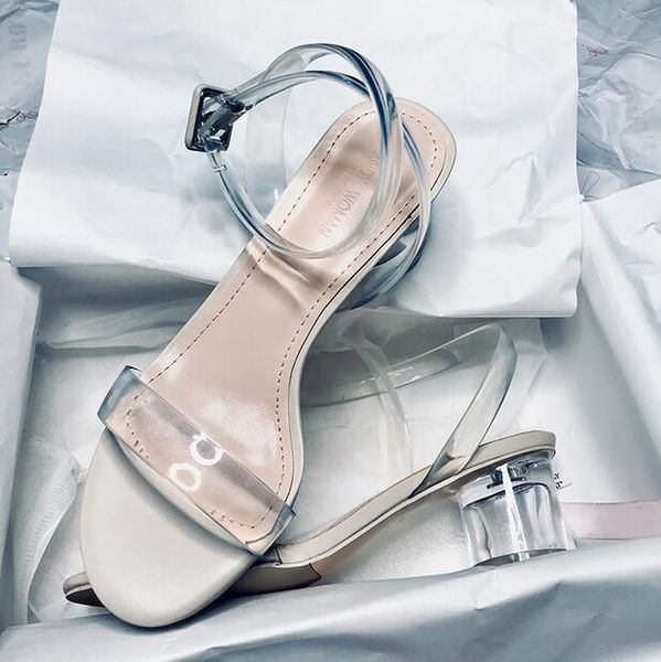 

dress shoes 2021 summer fashion women's sandals transparent tape pvc women rome high heel open-toe sexy, Black