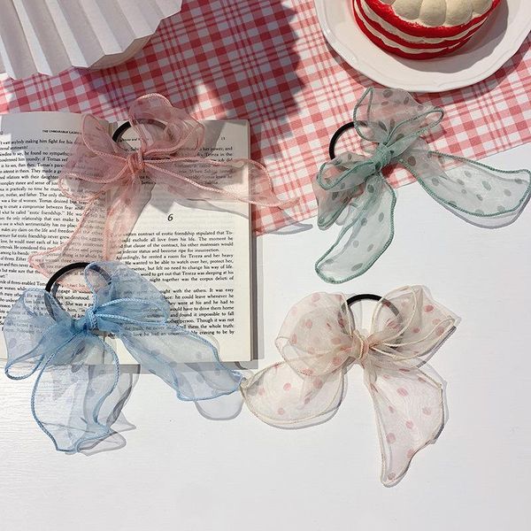 

hair accessories sweet kids tiara satin ribbon bow ties elastic band rope scrunchies ponytail holder gum for girls, Slivery;white