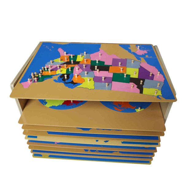 

kids wooden montsori materials educational toys hobbi puzzl maps with cabinet