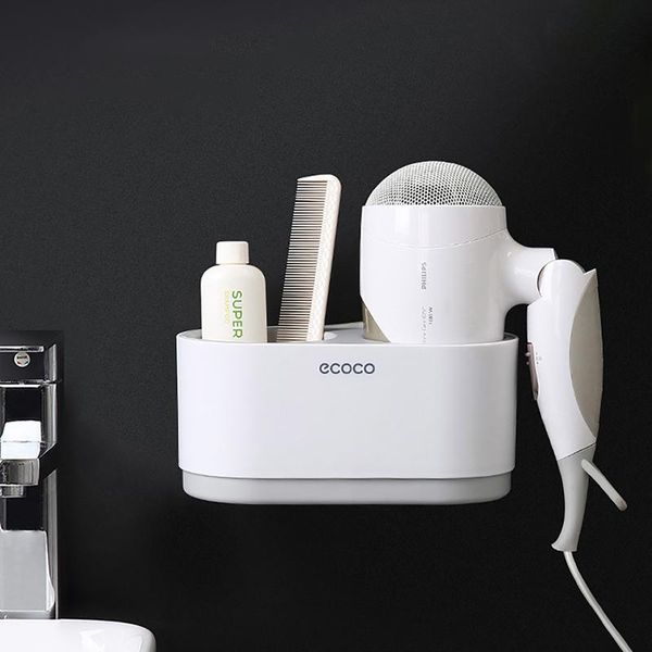 

bath accessory set wall-mounted hair dryer rack multi-function bathroom storage shelf adjustable holder home accessories